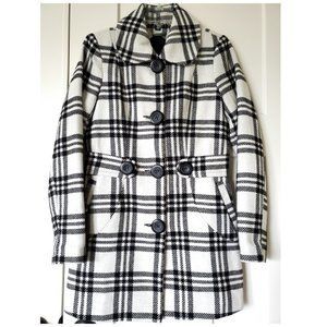 Jou Jou Women’s Plaid Dress Coat Wool Blend Button Front Jacket